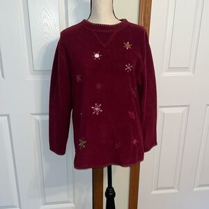 Bobbie Brooks Maroon Snowflake Sweater